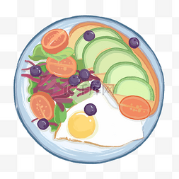 煎蛋早餐图片_清新手绘食物营养健康早餐