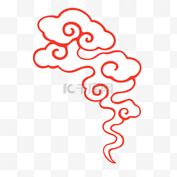 手绘中国云图片_手绘中国风红色云纹免扣素材