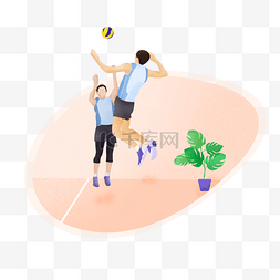 噪点插画素材图片_打排球运动减肥肌理插画