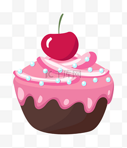 漂亮樱桃图片_美味的樱桃蛋糕插画