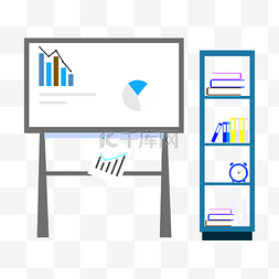 手绘卡通学习用品图片_矢量手绘书架书本