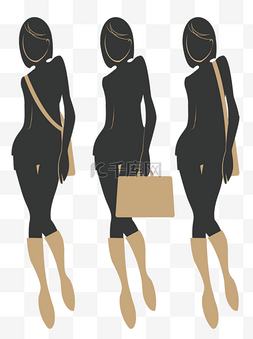 时尚包包女图片_女性商务剪影三种背法素材
