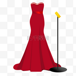 典礼抹胸女士红色礼服