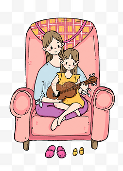 插画弹琴图片_手绘弹琴的小女孩插画