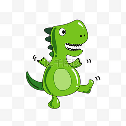 绿色卡通恐龙图片_跳舞的恐龙装饰插画