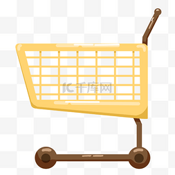 婴儿手推车图标图片_手推黄色购物车插画