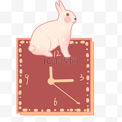 可爱红色小兔子时钟
