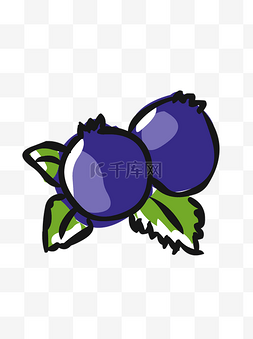 手绘可爱卡通水果蓝莓