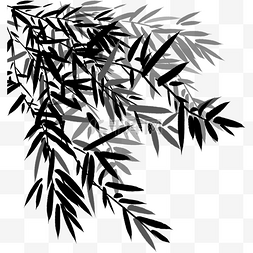 黑色的竹子图片_黑色的竹叶手绘插画