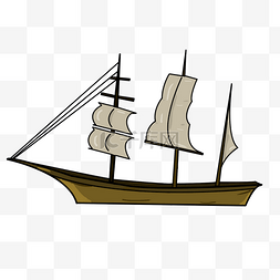 手绘航海大帆船插画