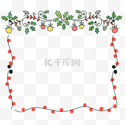 圣诞花边图片_圣诞彩球绿叶边框