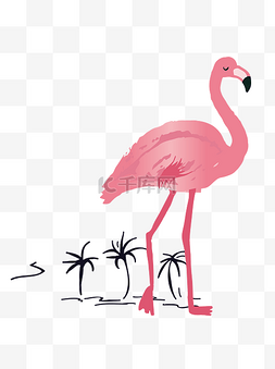 粉色手绘卡通动物图片_手绘唯美火焰鸟可商用元素