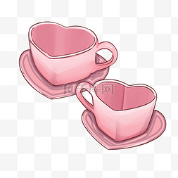 手绘卡通粉色浪漫茶杯