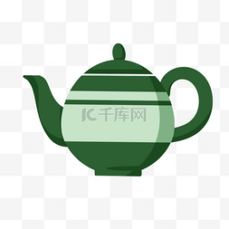 茶具绿色图片_绿色的茶壶手绘插画