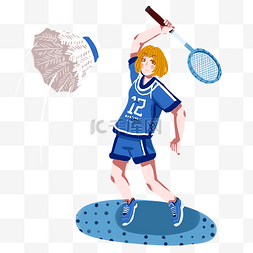 健身运动羽毛球插画