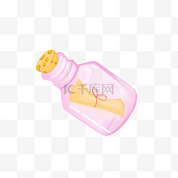 粉色的瓶子图片_粉色漂流瓶的插画