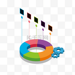 科学手绘矢量图片_2.5D卡通手绘彩色环数据分析