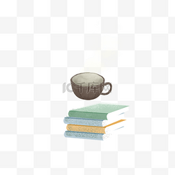 手绘矢量咖啡和书