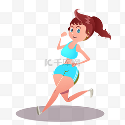 手绘健身教练图片_运动健身跑步女孩设计