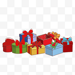 礼品盒插画图片_手绘一堆礼品盒插画