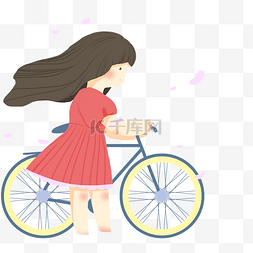 蓝色自行车图片_骑单车粉色小清新