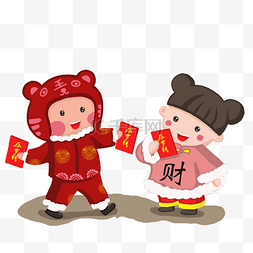 卡通娃娃新年图片_2019新年新春春节卡通娃娃男孩女