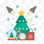 圣诞节卡通可爱圣诞树雪花图案