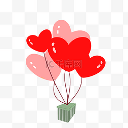 粉红色气球气球图片_情人节爱心卡通手绘插画