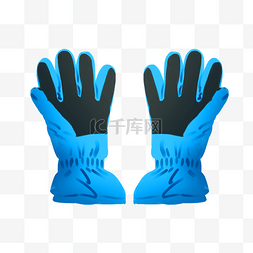 手绘蓝色保暖手套