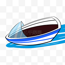 蓝色的水艇手绘插画