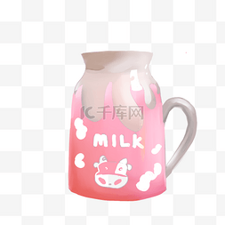 粉红色牛奶杯