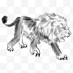 手绘威武的狮子插画