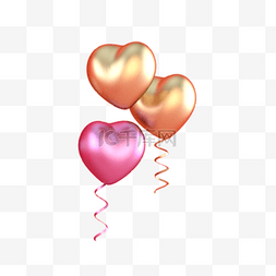 彩色漂浮气球图片_彩色渐变心形气球元素