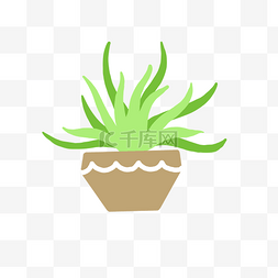 绿色植物剪纸图片_剪纸芦荟盆栽PNG