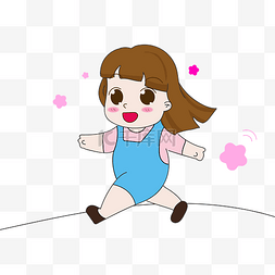 开心的小女孩图片_矢量卡通手绘走路的小女孩
