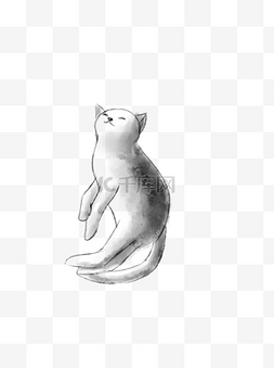 手绘水墨猫可爱图片_手绘水墨动物——猫