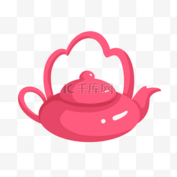 红色的茶壶手绘插画