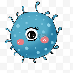 细菌蓝色图片_蓝色卡通独眼细菌