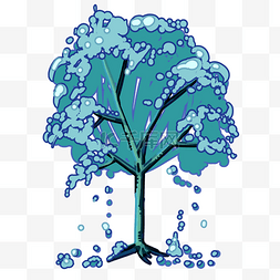 创意蓝色树木插画