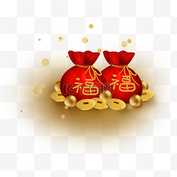 富贵福图片_农历新年祝福钱串和福袋