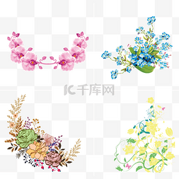 彩色角花矢量免抠图