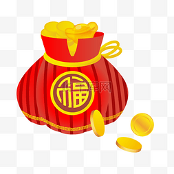 红色新年福袋图片_手绘新年福袋插画