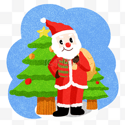 淘宝圣诞活动海报图片_圣诞节可爱圣诞老人卡通插圣诞树