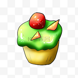 蛋糕图片_卡通绿色蛋糕插画