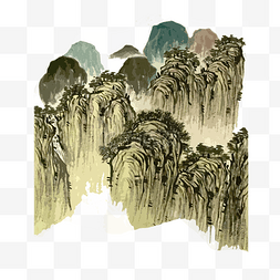 点翠山水图片_中国水墨国画山石山水PNG