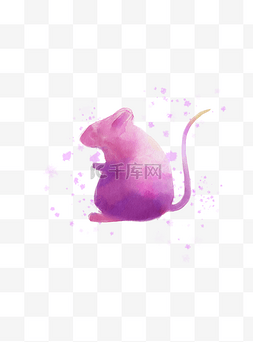 剪影炫彩图片_手绘水彩动物十二生肖鼠