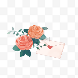 信封花卉图片_手绘玫瑰花信封元素