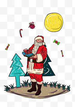八年免费保修图片_手绘圣诞老人插画圣诞节礼物