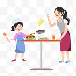 厨艺挑战图片_放假给母亲做饭的小女孩