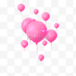 飘起的气球图片_情人节装饰气球插画